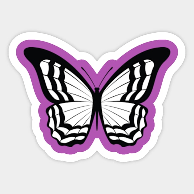 Butterflies White Black Sticker by My Artsam